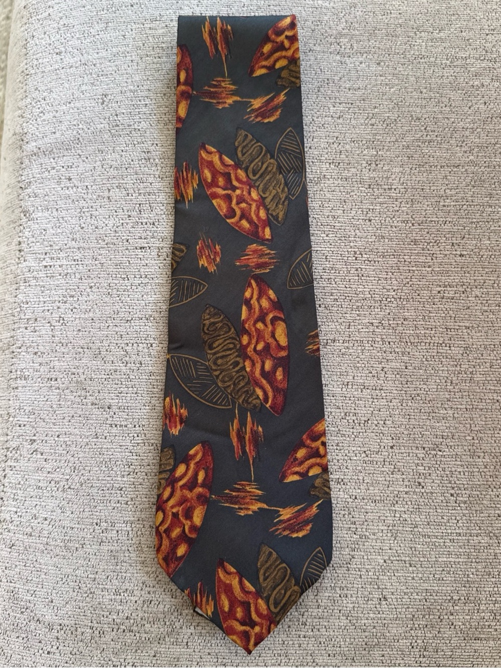 Vintage Christian Dior Monsieur Abstract  Silk Tie Italy Black Gold Rust
